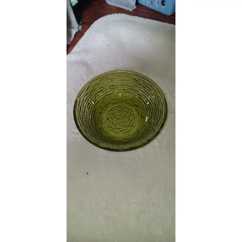 Vtg Anchor Hocking Glassware Avocado Green Soreno 6